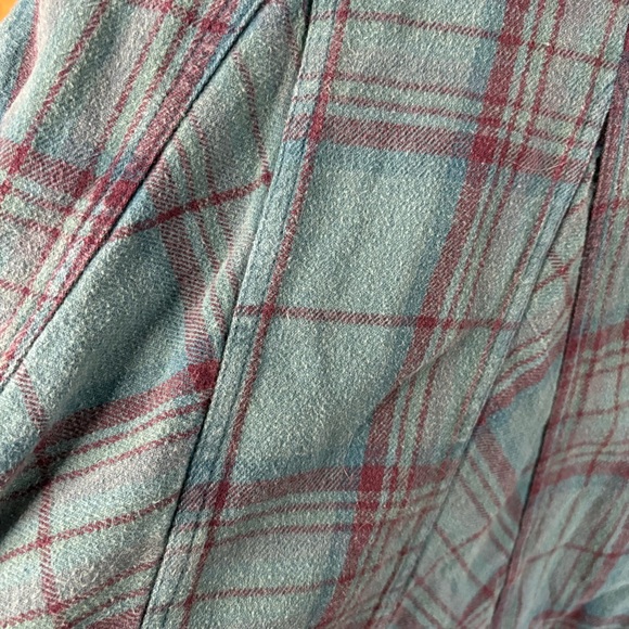 We The Free People Green Plaid Oversized Babydoll Button Up Shirt Shacket Boho - Picture 13 of 15